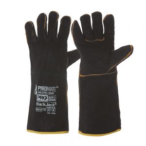 Pyromate Black Jack - Black & Gold Welders Glove 40cm Gauntlet