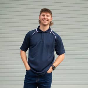 Front View of the Mens Bamboo Cotton Polo in Navy by Southern Cross Workwear