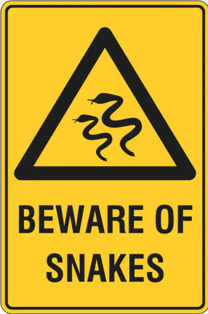 Warning Safety Sign/Stickers - Beware Of Snakes - Southern Cross ...