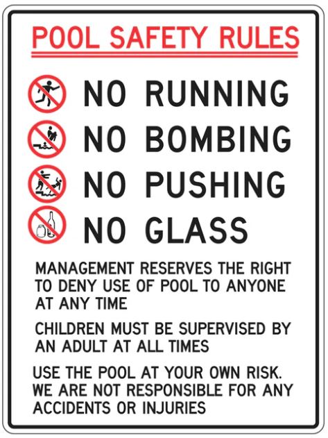 Prohibition Safety Sign Stickers Pool Safety Rules Southern Cross Industrial Group